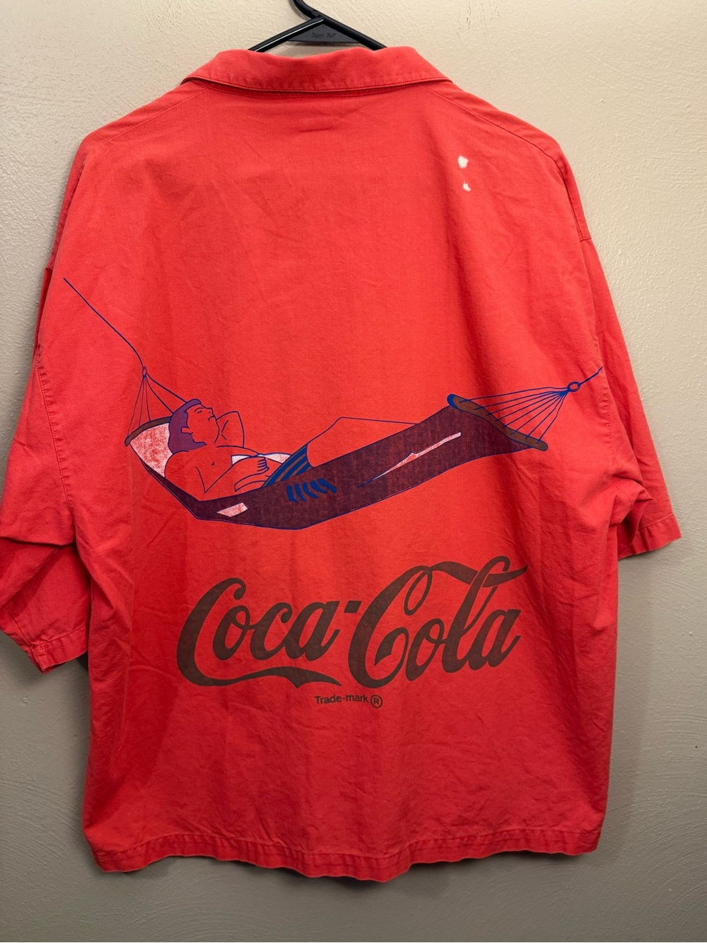 Coca Cola Clothes Vintage 100% Cotton Red Summer Print Button Down Shirt Size L